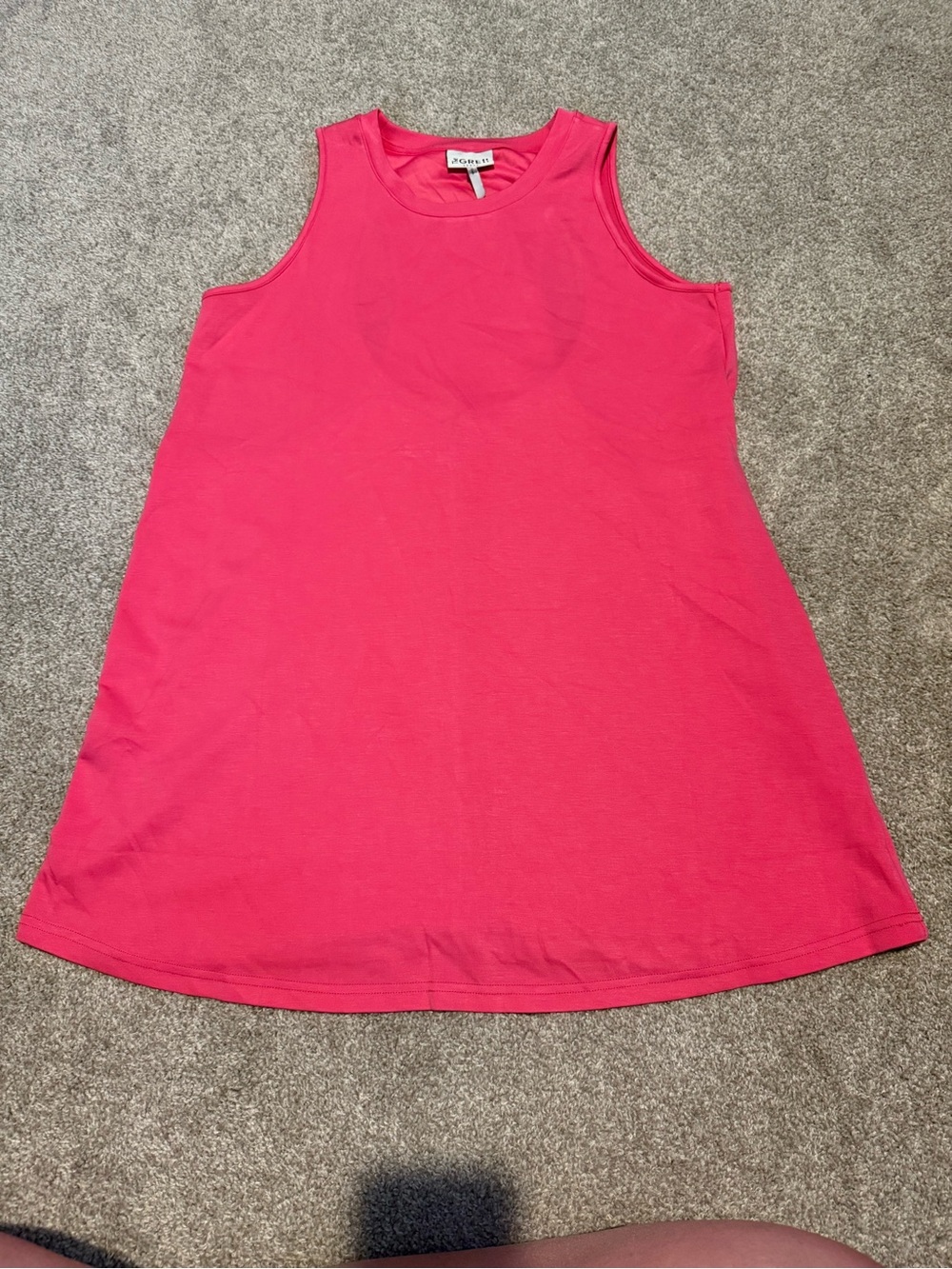 The Greii Crewneck Sleeveless A-Line Dress in Bright Pink
